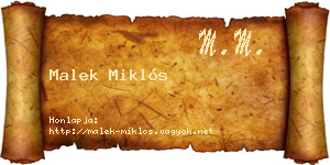 Malek Miklós névjegykártya